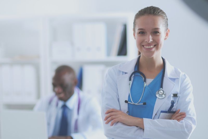 Doctors together in a hospital room