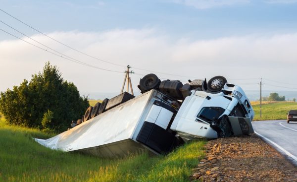 rolled over semi truck